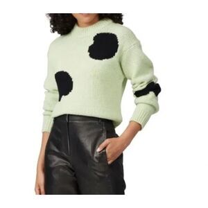 Tibi Polka Dot Intarsia Sweater Cropped Pullover Sweaters